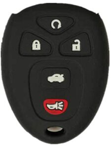 runzuie silicone keyless entry remote key fob cover case protector fit for chevy suburban tahoe traverse gmc acadia yukon/cadillac escalade srx buick enclave saturn outlook (black 5 buttons)