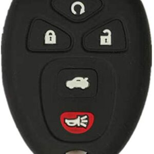 RUNZUIE Silicone Keyless Entry Remote Key Fob Cover Case Protector Fit for Chevy Suburban Tahoe Traverse GMC Acadia Yukon/Cadillac Escalade SRX Buick Enclave Saturn Outlook (Black 5 Buttons)