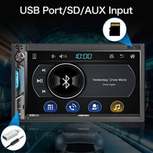 Double Din Car Stereo System - ABSOSO 7 Inch HD Touchscreen MP5 Car Player - Bluetooth Car Radio Receiver Supports PhoneLink Rear Front View Camera AM/FM USB/SD/AUX Input Steering Wheel Control