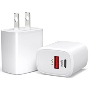 usb c wall charger block – nokipath 20w dual port usb plug pd power adapter charger cube type c fast charging blocks box brick for iphone 14 13 12 pro max 11 se xs x 8 plus, samsung, airpods, phones