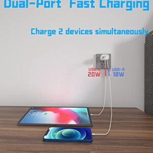 USB C Wall Charger Block - NOKIPATH 20W Dual Port USB Plug PD Power Adapter Charger Cube Type C Fast Charging Blocks Box Brick for iPhone 14 13 12 Pro Max 11 SE XS X 8 Plus, Samsung, AirPods, Phones