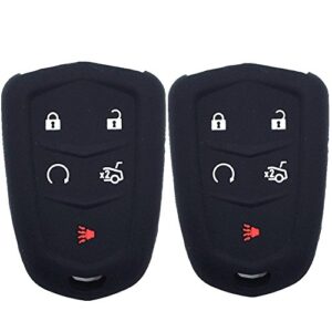 ezzy auto a pair black 5 buttons silicone rubber key fob case key cover key jacket skin protector fit for 2014 2015 cadillac cts xts srx ats esv