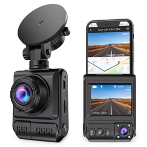 4k dual dash cam, with wifi gps, otovoda dash cam front and inside, 4k front/2k front/1080p front+1080p inside, dual dash camera for cars with super night vision, parking monitor, support 256gb max