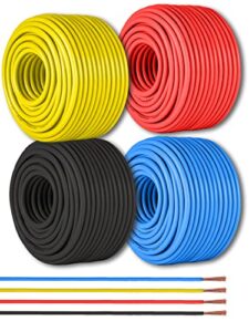 gs power 12 gauge electrical wire – 4 pack color combo low voltage wiring 100 feet per roll, copper clad aluminum electric wires for 12 volt automotive, lighting, trailer or car audio