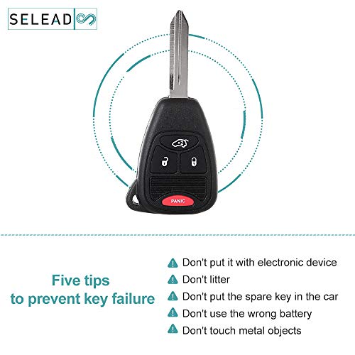 SELEAD Flip Key Fob 4 Buttons Keyless Entry Remote fit for 2005-2016 for Jeep for Chrysler for Dodge Antitheft Keyless Entry Systems HYQ1512Y 2pcs US Stock