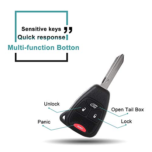 SELEAD Flip Key Fob 4 Buttons Keyless Entry Remote fit for 2005-2016 for Jeep for Chrysler for Dodge Antitheft Keyless Entry Systems HYQ1512Y 2pcs US Stock