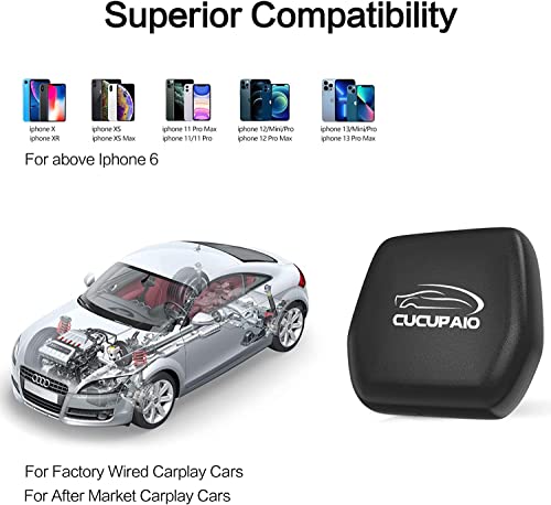 Wireless Carplay Adapter, Updated 5.8GHz WiFi Bluetooth Auto Connect Apple CarPlay Dongle for Cars with Original Factory Wired Car Play(Model Year: 2016 and After), Support iOS 8+, OTA Online Upgrade