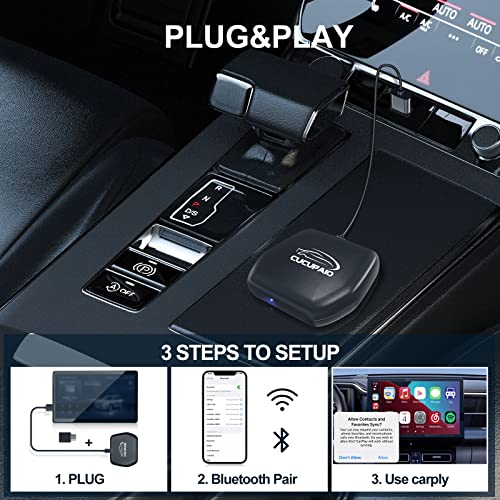 Wireless Carplay Adapter, Updated 5.8GHz WiFi Bluetooth Auto Connect Apple CarPlay Dongle for Cars with Original Factory Wired Car Play(Model Year: 2016 and After), Support iOS 8+, OTA Online Upgrade