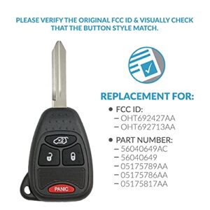 Keyless2Go Replacement for Keyless Entry Remote Car Key Vehicles That Use 4 Button OHT692427AA