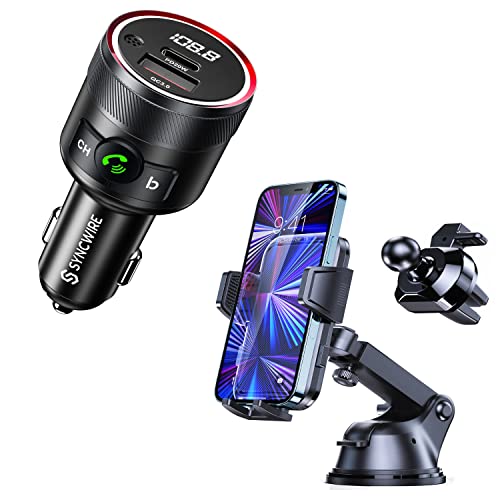 Syncwire Bluetooth 5.1 FM Transmitter for Car with Car Phone Holder Mount