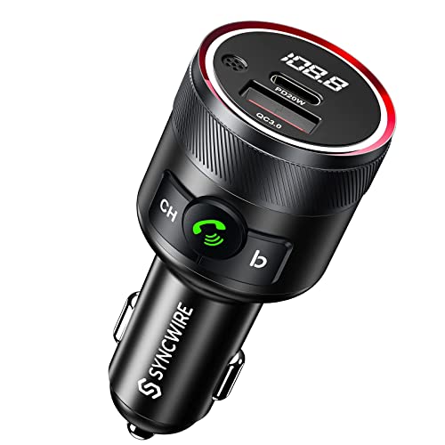 Syncwire Bluetooth 5.1 FM Transmitter for Car with Car Phone Holder Mount