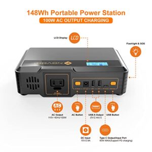 NOVOO Power Bank with AC Outlet, Power Station 100W PD 40000mAh High Capacity Portable Battery Pack for Laptop, Drone, CPAP, Camera, MacBook Pro, Dell XPS, Surface, iPhone, Samsung, iPad and More