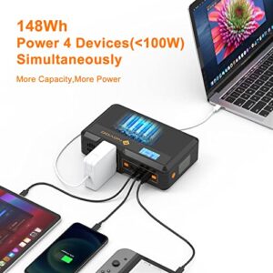 NOVOO Power Bank with AC Outlet, Power Station 100W PD 40000mAh High Capacity Portable Battery Pack for Laptop, Drone, CPAP, Camera, MacBook Pro, Dell XPS, Surface, iPhone, Samsung, iPad and More