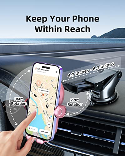 Wireless Car Charger with Suction Cup and Vent Clip,15W Fast Charging Kharly Car Phone Charger Holder,Smart Sensor Auto-Clamping Fashion Phone Holder Mount for Car for iPhone 14 Pro/13 Samsung etc