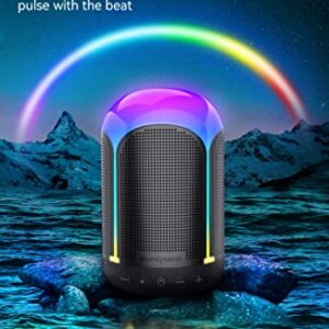 soundynamic Vibe Portable Bluetooth Speaker, Wireless Speaker with RGB LED Light, IPX7 Waterproof, TWS Pairing, Stereo Sound, Stronger Bass, APP Control, Bluetooth 5.0 for Party Beach Outdoor - Black