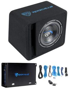 rockville sk510 package 10″ 1200w loaded k5 car subwoofer enclosure+db11 amp
