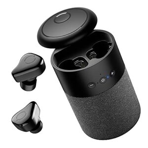 bj bluetooth speaker with earbuds 2 in 1, portable mini speakers bluetooth wireless headphones combo, 360 surround stereo sound built-in mic, 12 hrs long battery life for home party, outdoor travel