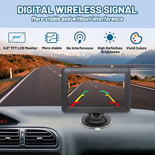 EWAY Wireless WiFi Magnetic Hitch Backup Camera 5'' LCD Monitor Display for Gooseneck Horse RV Trailer Truck Camper Rear View Reverse Camera Portable W/ IR Night Vision Battery Powered 2.0 Generation