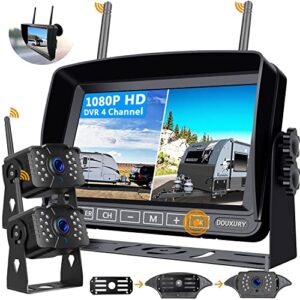 fhd 1080p 2 digital rv wireless backup camera system for rvs trailers trucks motorhomes 5th wheels 4ch 7” monitor highway monitoring system ip69k waterproof super night vision strong signal