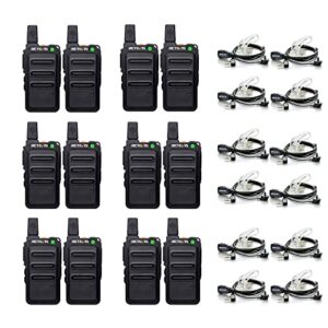 case of 12, retevis rt19 walkie talkies with earpiece, mini two way radio rechargeable,0.7 inches thick, metal clip, for adults commercial restaurant healthcare