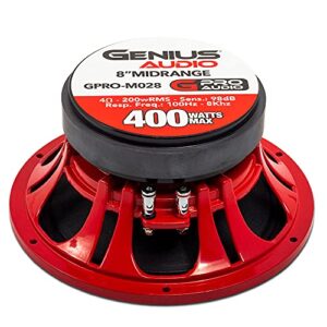 Genius GPRO-M028 8" 400 Watts-Max Midrange Car Audio Speaker 4-Ohms Aluminium Basket