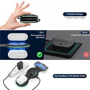 3 in 1 Magnetic Foldable Wireless Charging Station,Folding Charger Dock Stand for Travel Mag-Safe Apple iPhone 14/13/12/11/Pro/Max/XS/XR/X/Plus/Apple Watch 7/6/5/4/3/2/SE, AirPods 3/2(with Adapter)