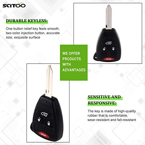 SCITOO Compatible fit for 2PCS Uncut Keyless Entry Remote Key Fob 4 Button Replacement for Jeep/for Dodge/for Chrysler Series OHT692713AA
