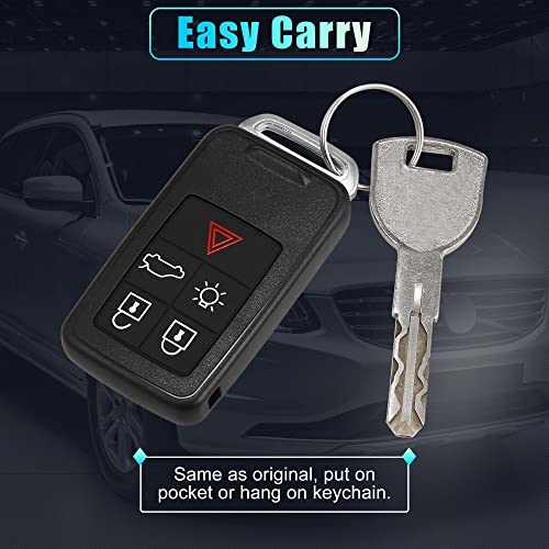 X AUTOHAUX Replacement Keyless Entry Remote Car Key Fob KR55WK49264 433Mhz for Volvo XC60 2010-2017 for Volvo XC70 2008-2016 5 Buttons with Door Key