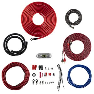 ds18 ak4 complete 4 gauge cca amplifier installation wiring kit – ampkit helps make connections, brings power to your radio, subwoofers, speakers with super flex wire – 1200w for 1 amplifier