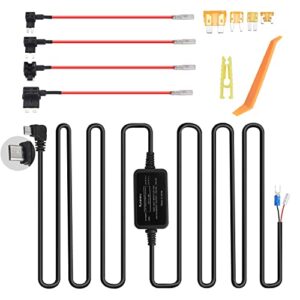 dash cam hardwire kit micro usb car dash camera charger cable power cord compatible with wolfbox d07,redtiger f7n,z-edge z3d z3pro t4 t3,crosstour cr750 cr900,cooau d30 hard wire install kit