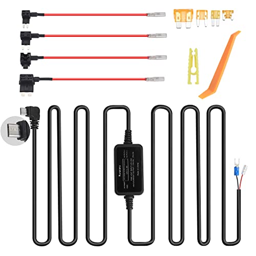 Dash Cam Hardwire Kit Micro USB Car Dash Camera Charger Cable Power Cord Compatible with WOLFBOX D07,REDTIGER F7N,Z-Edge Z3D Z3Pro T4 T3,Crosstour CR750 CR900,COOAU D30 Hard Wire Install Kit