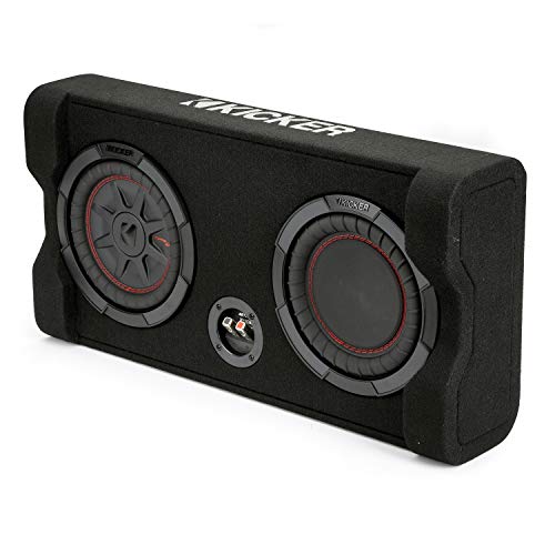 KICKER TRTP 8-inch (20cm) Thin Down Firing Subwoofer and Passive Radiator Enclosure, 2-Ohm, RoHS Compliant