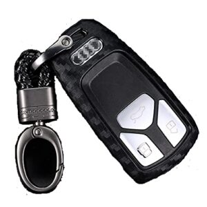 royalfox(tm) soft silicone carbon fiber style smart keyless remote key fob case cover for audi a3 a4 a5 a6 a7 q3 q5 q7 c5 c6 b6 b7 b8 tt 80 s6 a6 c6 keychain (for audi new key)