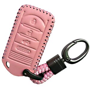 pink 4btn leather case protector key fob cover smart car remote holder protector jacket fit for acura ilx tl ltx zdx rdx mdx m3n5wy8145 (not fit engine hold fob)