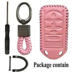 Pink 4Btn Leather Case Protector Key Fob Cover Smart Car Remote Holder Protector Jacket Fit For Acura ILX TL LTX ZDX RDX MDX M3N5WY8145 (NOT fit ENGINE HOLD FOB)