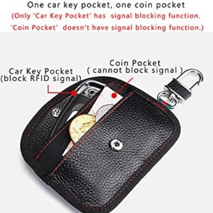 VAWcornic 2 Pack Faraday Bag for Car Key Fob, Genuine Leather Car Key RFID Signal Blocking Pouch Keyless Signal Block Key Case for Car Security, Anti-Theft Remote Entry Smart Fob Protection - Black