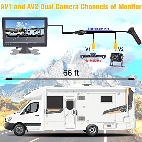 LeeKooLuu RV Backup Camera HD 7 Inch LCD Monitor Wired Hitch Rear View System Adapter for Furrion Pre-Wired RV Trailer Camper Truck Waterproof Reverse Cam Infrared Night Vision G2