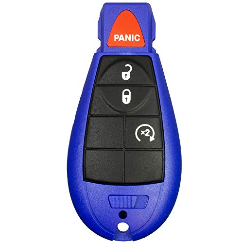 1 New Blue Keyless Entry 4 Buttons Remote Start Car Key Fob Shell / CASE M3N5WY783X, IYZC01C 56046707AE for Chrysler Town Country Dodge Challenger Charger Durango Grand Caravan Journey & Ram