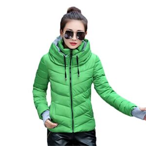 andongnywell women’s winter parka jacket warm stand collar cotton quilted down coat short jacket lightweight coats (green,large)