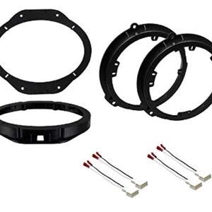ASC Premium 6x9 Front and 6+-Inch 6" 6.5" 6.75" Rear Car Stereo Speaker Install Adapter Mount Bracket Plates and Speaker Wire Connectors for Select Ford Vehicles - See Compatible Vehicles Below
