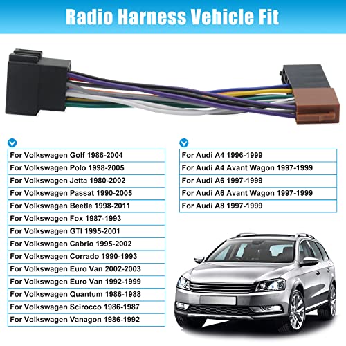 Car Radio Connector Replacement for VW Radio Wiring Harness Adapter in Dash ISO Stereo Power Speaker Wire Cable