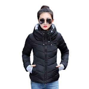 andongnywell women’s lightweight cotton jacket jacket high neck bib insulation waterproof tight outwear (black,xx-large)
