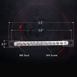 MICTUNING 12 Terminal Bus Bar -150A Ground Power Distribution Block & Cover for Car Boat Marine Distribution Terminal Block w/ 12 Screws and 2 Studs