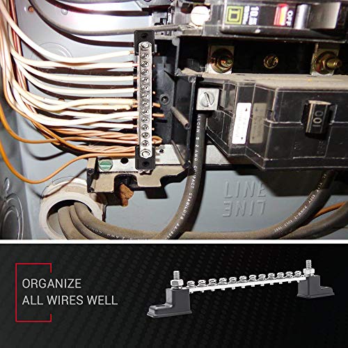 MICTUNING 12 Terminal Bus Bar -150A Ground Power Distribution Block & Cover for Car Boat Marine Distribution Terminal Block w/ 12 Screws and 2 Studs