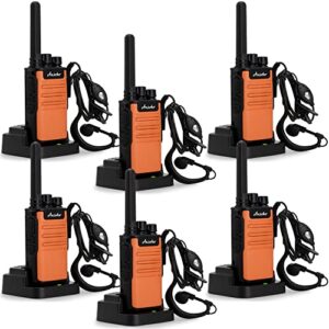walkie talkies for adults long range ansoko f8x portable frs two-way radio walkie-talkie with headsets and rechargeable batteries (6 pack)