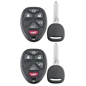 key fob remote replacement keyless entry remote fits 2007-2014 chevy tahoe suburban / 2007-2014 cadillac escalade / 2007-2014 gmc yukon (ouc60270, ouc60221,15913427)with uncut trunk car key fob(2pack)