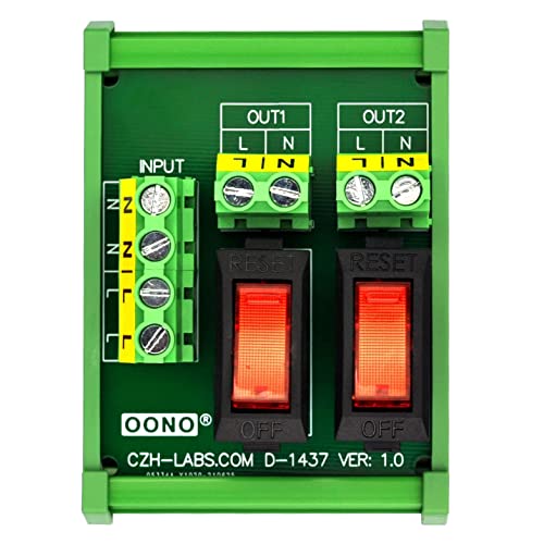 Rocker Switch Thermal Circuit Breaker Overload Protector 2 Channel Power Distribution Module DIN Rail Mount