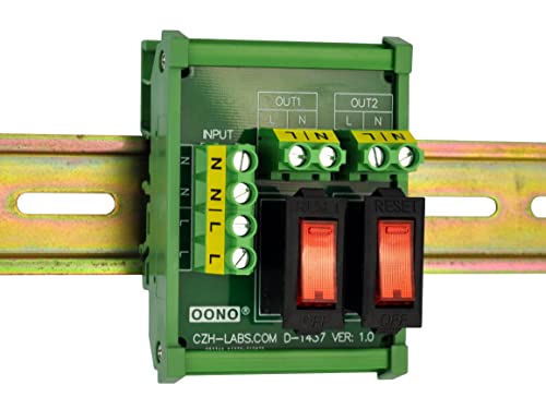 Rocker Switch Thermal Circuit Breaker Overload Protector 2 Channel Power Distribution Module DIN Rail Mount