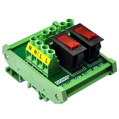 Rocker Switch Thermal Circuit Breaker Overload Protector 2 Channel Power Distribution Module DIN Rail Mount