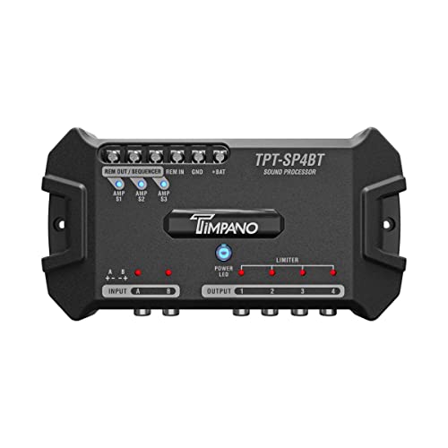 Timpano TPT-SP4BT Bluetooth DSP 4 Output Channel- Full Digital Signal DSP Car Audio Processor - Built-in Voltmeter and Remote Relay